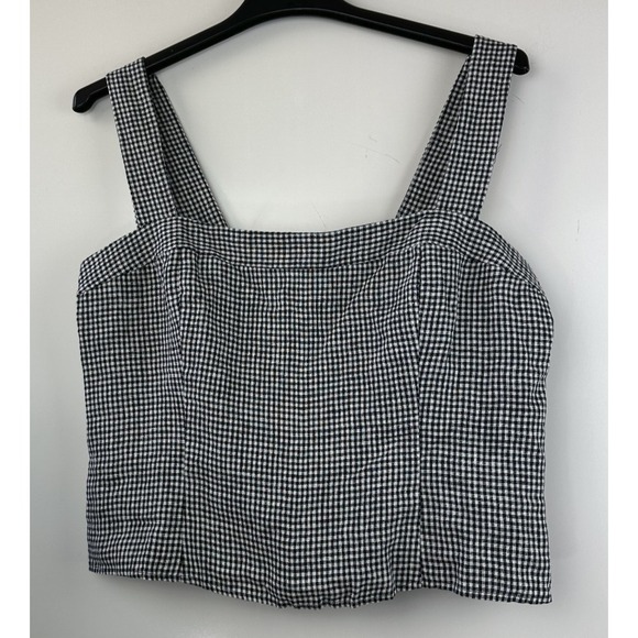 NWT Quince 100% European Linen Fitted Tank Classic Mini Gingham Women's Size XL - Picture 13 of 13